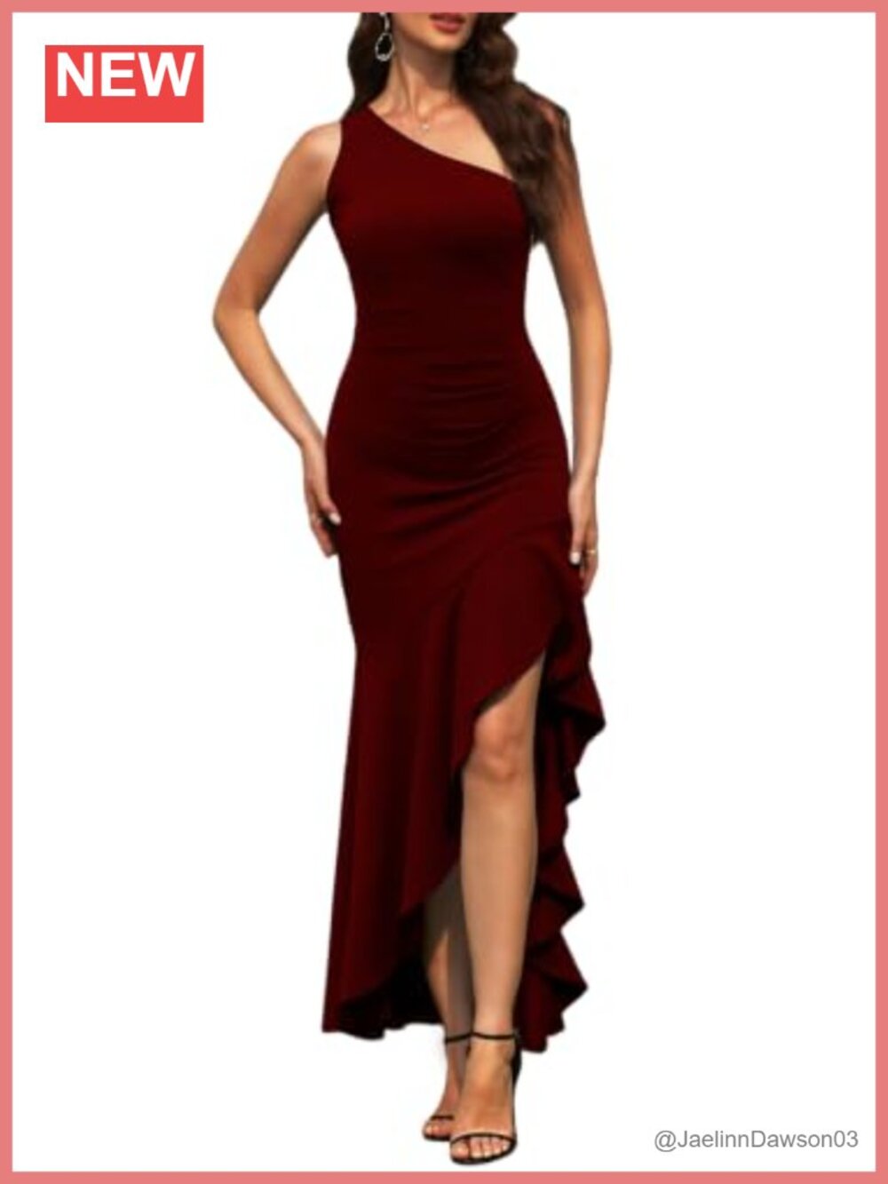 Women One Shoulder Bodycon Maxi Dress High Slit Ruched Formal Party